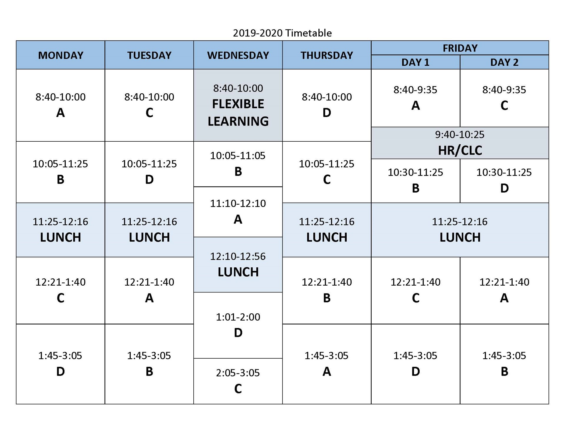 Bell Schedule and Timetable - École Ballenas Secondary