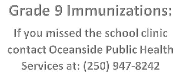 Grade 9 School Based Immunization Clinic Completed